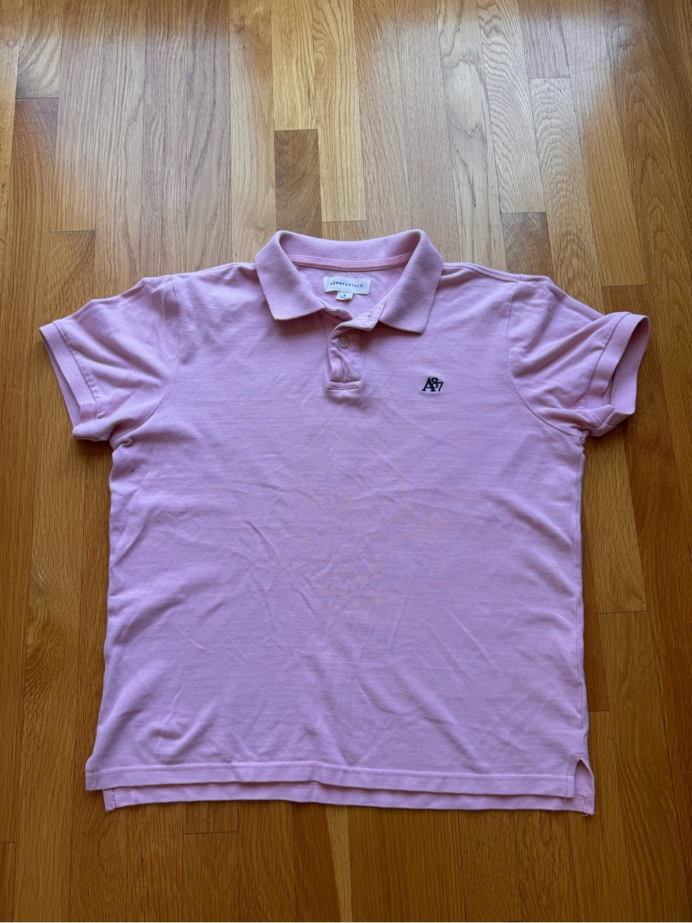 Aeropostale A87 Men’s Pink Polo Shirt Short Sleeve Classic Fit Size Medium